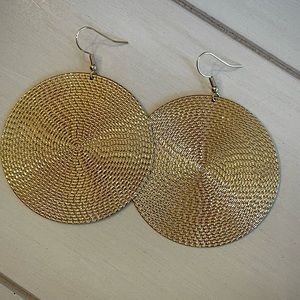 Gold Medallion Round Earrings